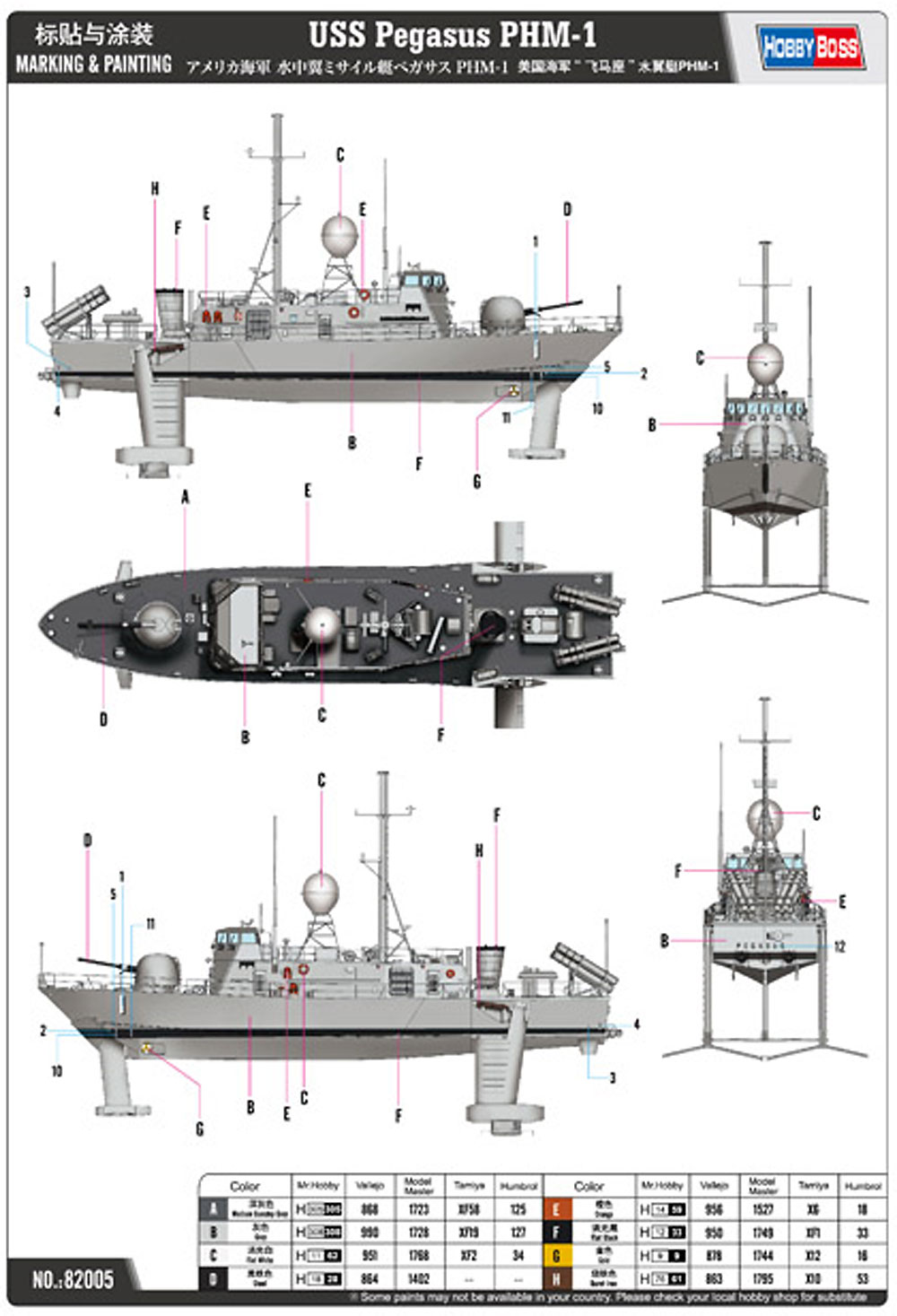 アメリカ海軍 水中翼ミサイル艇 ペガサス PHM-1 プラモデル (ホビーボス 1/200 潜水艦モデル No.82005) 商品画像_1