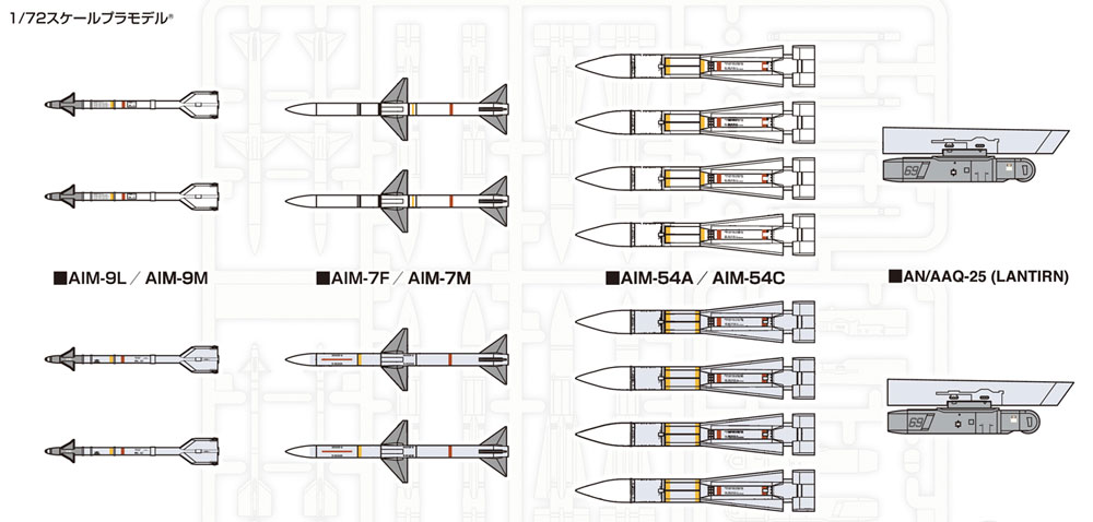 現用アメリカ軍 航空機用 ミサイルセット プラモデル (ファインモールド 1/72 航空機 No.FP031) 商品画像_1