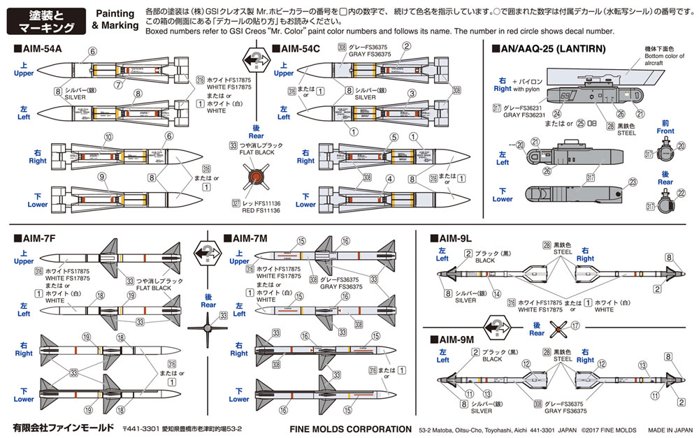 現用アメリカ軍 航空機用 ミサイルセット プラモデル (ファインモールド 1/72 航空機 No.FP031) 商品画像_2