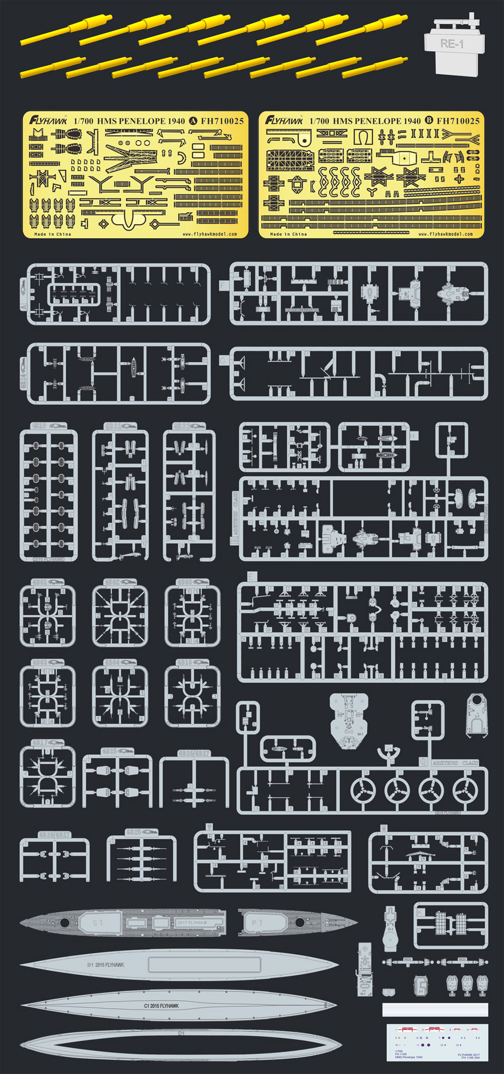 イギリス海軍 軽巡洋艦 ペネロピ 1940年 スペシャルキット プラモデル (フライホーク 1/700 艦船 No.FH1109S) 商品画像_3