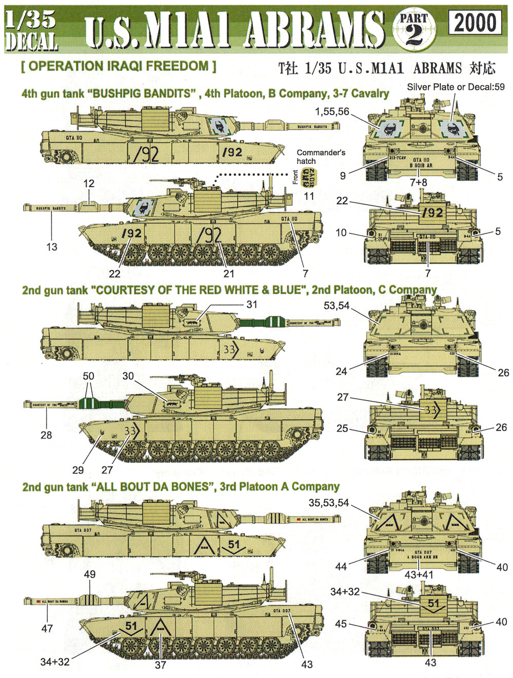 アメリカ M1A1戦車 エイブラムス デカール 2 デカール (フォックスモデル (FOX MODELS) AFVデカール No.D035021) 商品画像_1