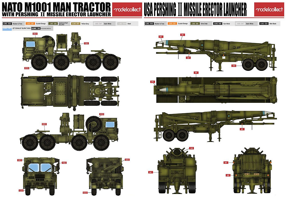 NATO M1001 トラクター w/パーシング2 ミサイル エレクターランチャー プラモデル (モデルコレクト 1/72 AFV キット No.UA72084) 商品画像_2