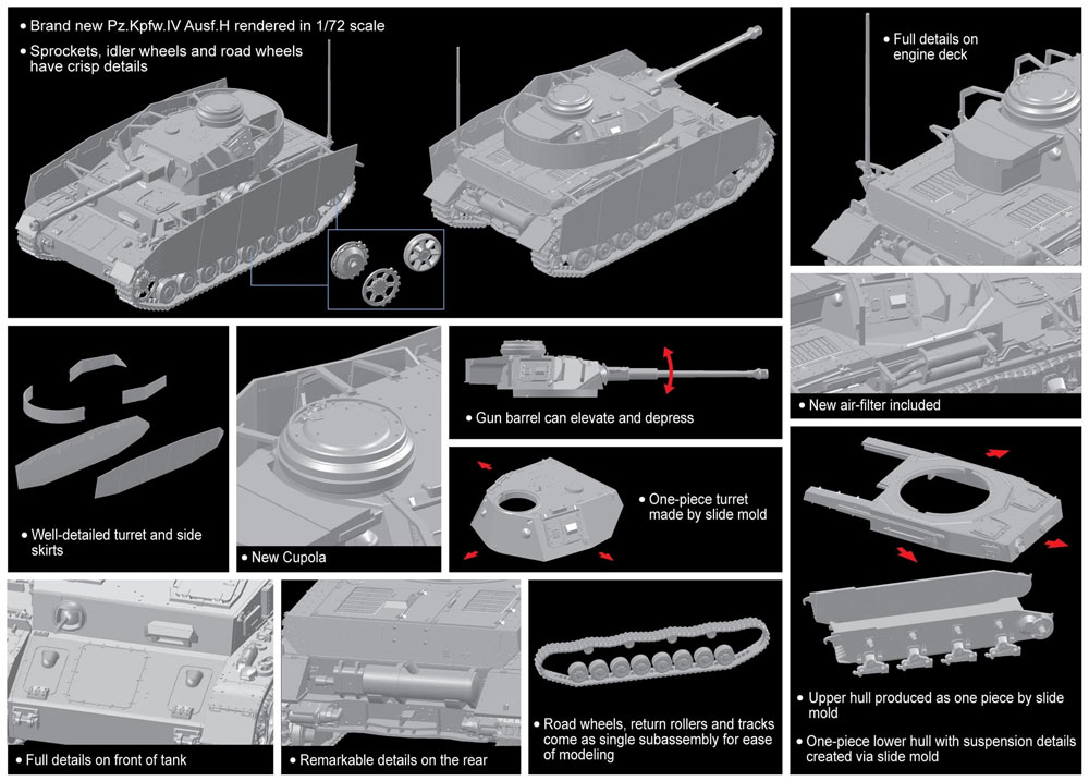 ドイツ 4号戦車 H型 プラモデル (ドラゴン 1/72 ARMOR PRO (アーマープロ) No.7551) 商品画像_2