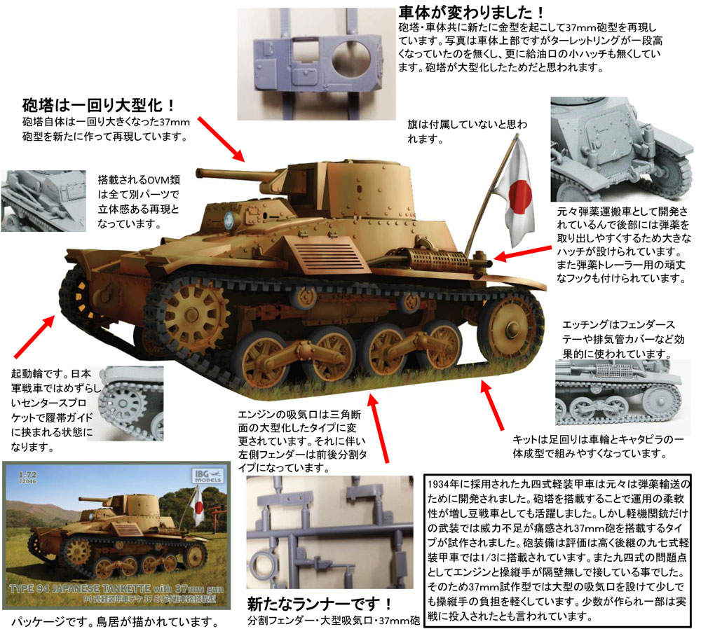 九四式軽装甲車 テケ 37mm対戦車砲搭載型 プラモデル (IBG 1/72 AFVモデル No.72046) 商品画像_2