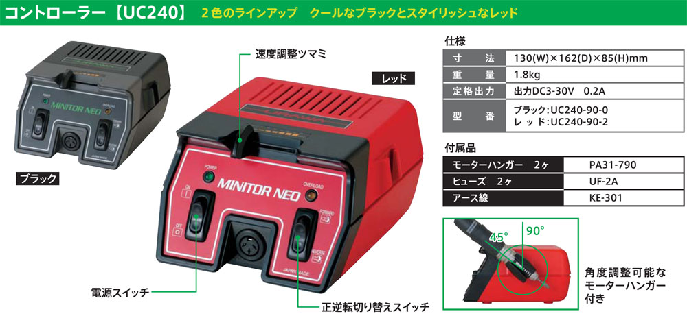 マイクログラインダー ミニター ネオ (レッド) (UG24 + UC240) ルーター (浦和工業 URAWA MINITOR No.UM-NEO-2) 商品画像_3