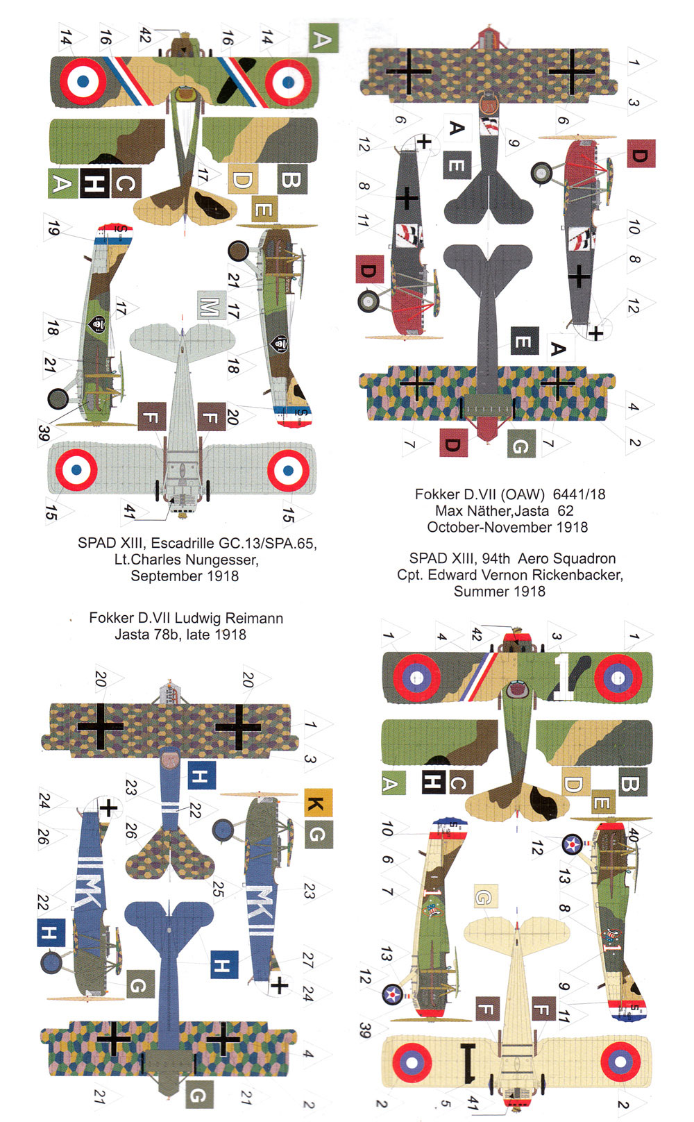 フォッカー D.7 vs スパッド13 (4機セット) プラモデル (バロムモデル 1/144 エアクラフト No.14419) 商品画像_1