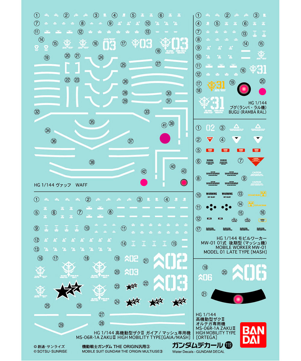 HG 機動戦士ガンダム THE ORIGIN 汎用 3 デカール (バンダイ ガンダムデカール No.119) 商品画像_1