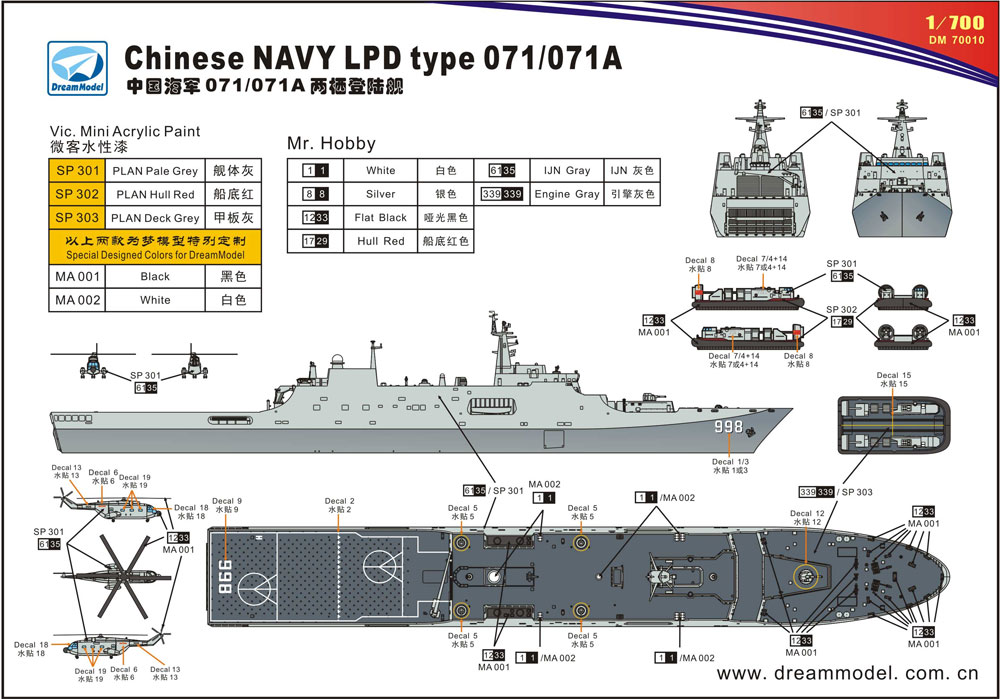 中国海軍 071/071 A型 揚陸艦 プラモデル (ドリームモデル 1/700 艦船モデル No.DM70010) 商品画像_2