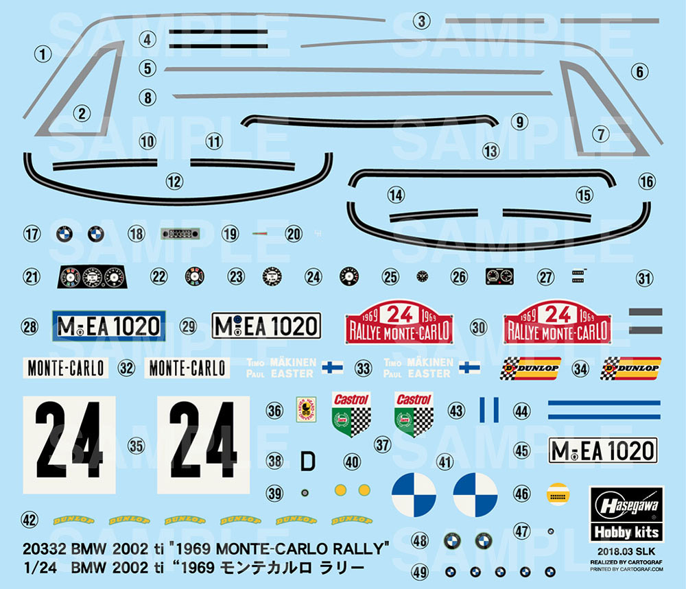 BMW 2002 ti 1969 モンテカルロラリー プラモデル (ハセガワ 1/24 自動車 限定生産 No.20332) 商品画像_2