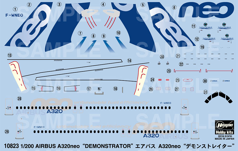 エアバス A320neo デモンストレイター プラモデル (ハセガワ 1/200 飛行機 限定生産 No.10823) 商品画像_2
