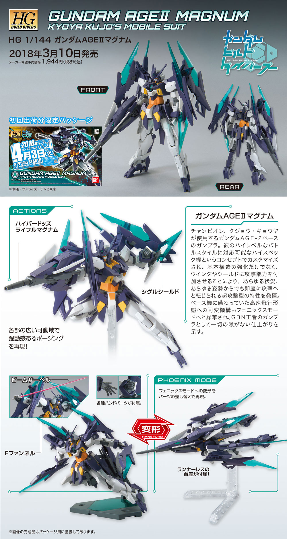 ガンダム AGE2 マグナム プラモデル (バンダイ HGBD ガンダムビルドダイバーズ No.001) 商品画像_4