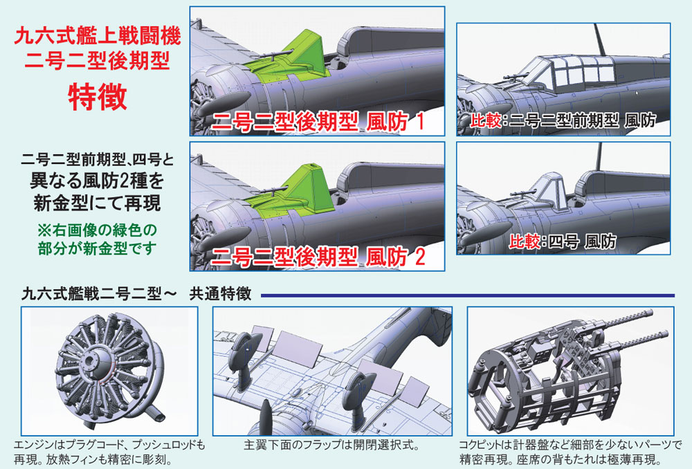 帝国海軍 九六式二号二型 艦上戦闘機 後期型 プラモデル (ファインモールド 1/48 日本陸海軍 航空機 No.49921) 商品画像_2