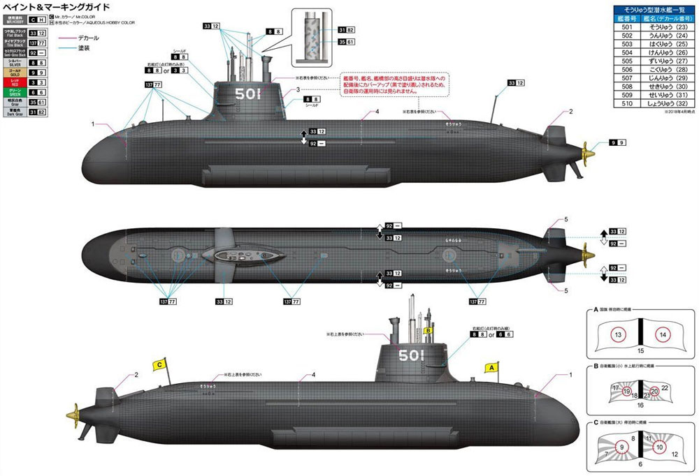 海上自衛隊 そうりゅう型潜水艦 プラモデル (モノクローム 1/144 潜水艦 No.MCT108) 商品画像_2