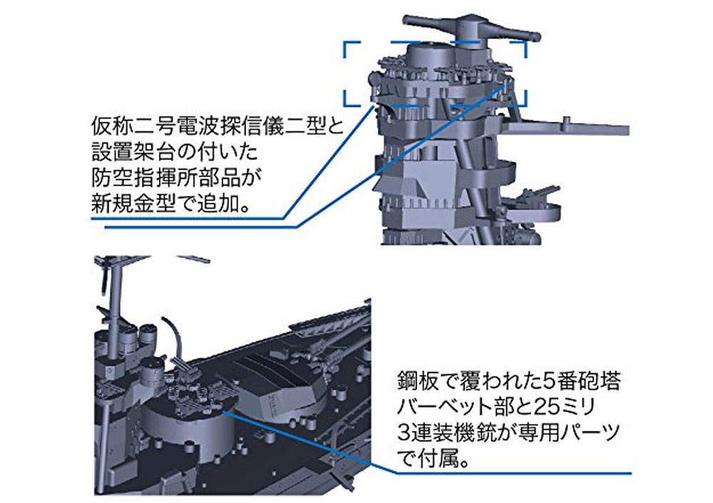 日本海軍 戦艦 日向 昭和17年 5番砲塔無し プラモデル (フジミ 1/700 特シリーズ No.097EX-001) 商品画像_2