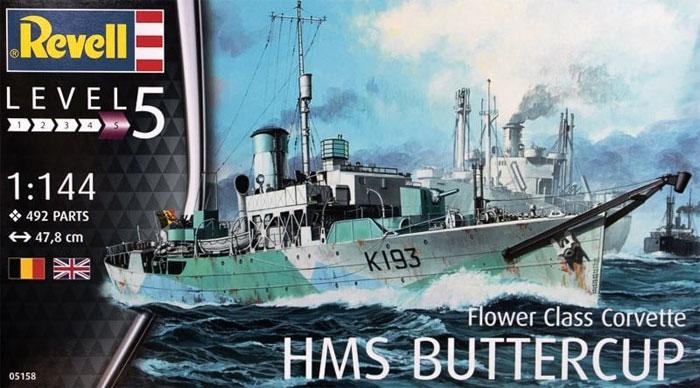 フラワー級 コルベット HMS バターカップ プラモデル (レベル 1/144 艦船モデル No.05158) 商品画像