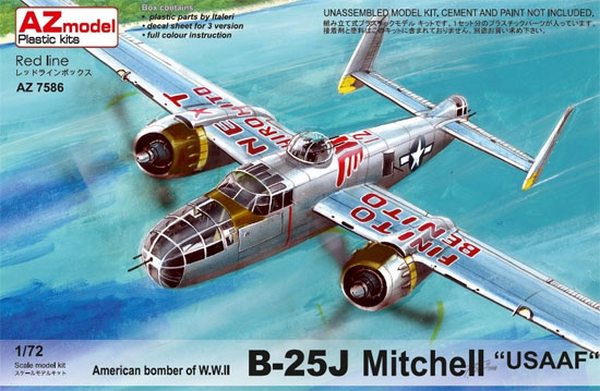 B-25J ミッチェル アメリカ陸軍航空軍 プラモデル (AZ model 1/72 エアクラフト プラモデル No.AZ7586) 商品画像