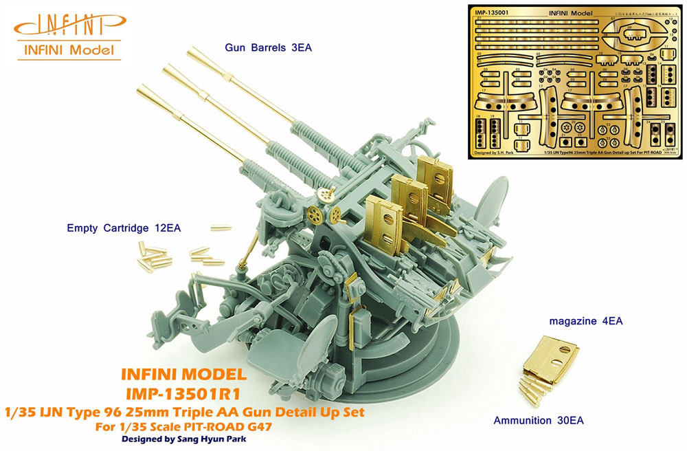 日本海軍 96式 25mm 3連装機銃 ディテールアップセット エッチング (インフィニモデル IMPシリーズ （艦船用アクセサリーパーツ） No.IMP-13501R1) 商品画像_2