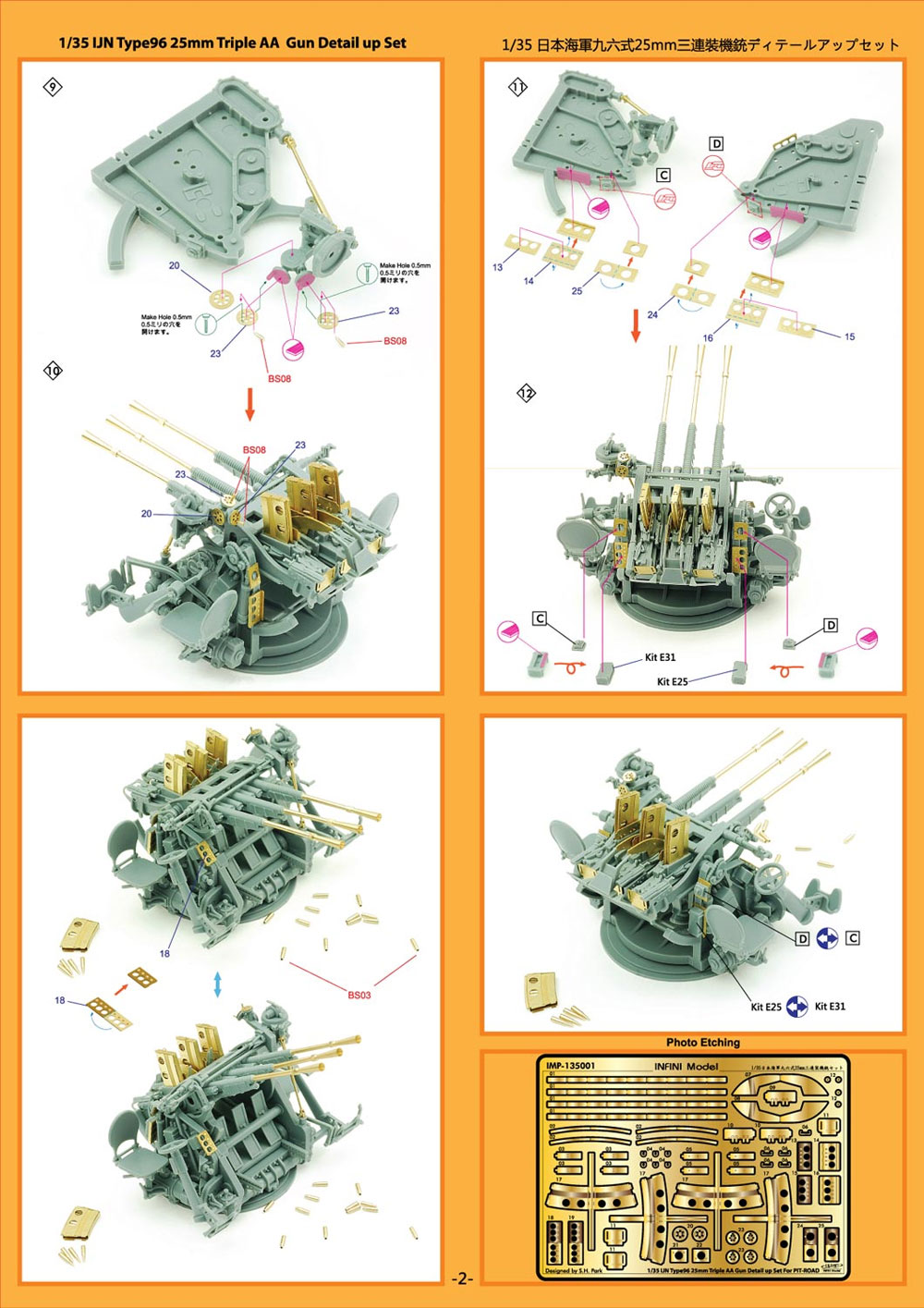 日本海軍 96式 25mm 3連装機銃 ディテールアップセット エッチング (インフィニモデル IMPシリーズ （艦船用アクセサリーパーツ） No.IMP-13501R1) 商品画像_4