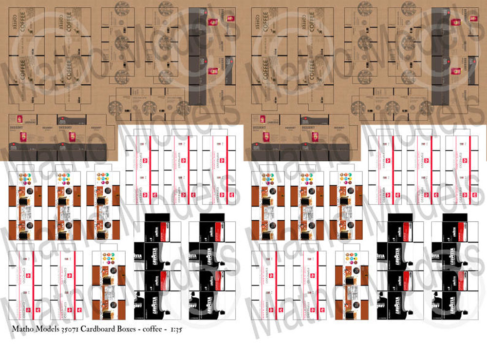 段ボール箱セット (コーヒー) ペーパークラフト (マソモデルズ ペーパーアクセサリー No.35071) 商品画像_1