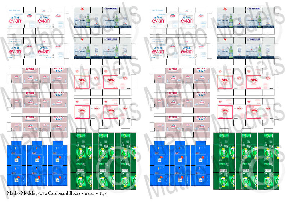 段ボール箱セット (ミネラルウォーター) ペーパークラフト (マソモデルズ ペーパーアクセサリー No.35072) 商品画像_1