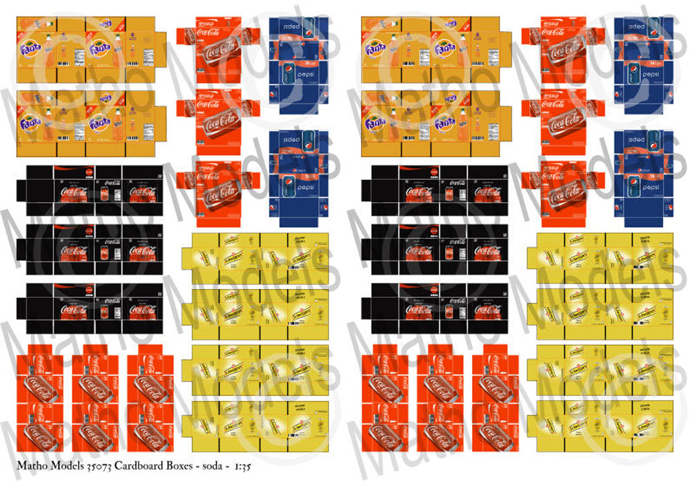 段ボール箱セット (炭酸飲料) ペーパークラフト (マソモデルズ ペーパーアクセサリー No.35073) 商品画像_1