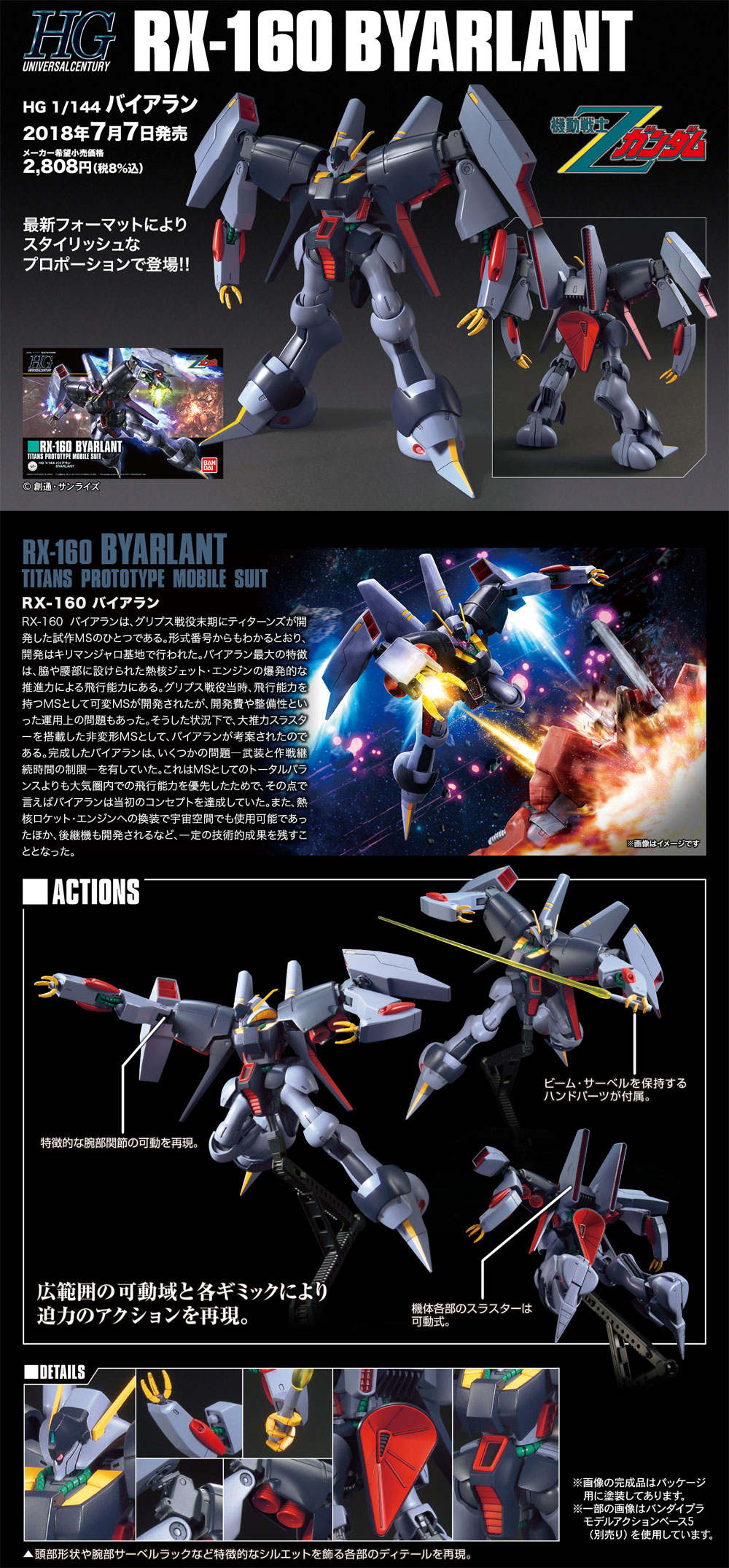 RX-160 バイアラン プラモデル (バンダイ HGUC (ハイグレードユニバーサルセンチュリー) No.214) 商品画像_4