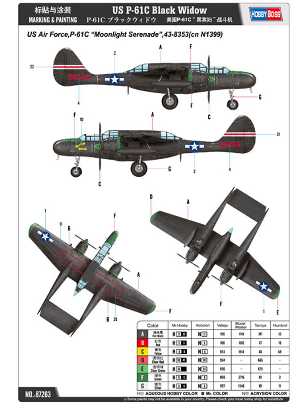 P-61C ブラックウィドウ プラモデル (ホビーボス 1/72 エアクラフト プラモデル No.87263) 商品画像_1