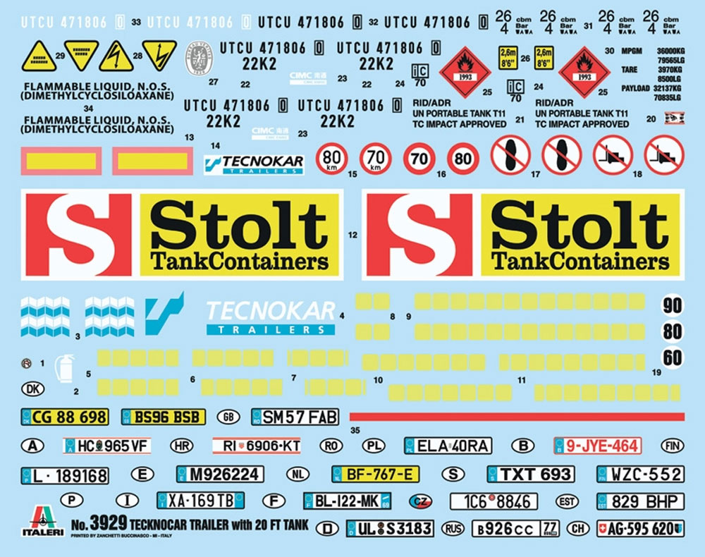 テクノカー トレーラー 20フィートタンク プラモデル (イタレリ 1/24 トラックシリーズ No.3929) 商品画像_2