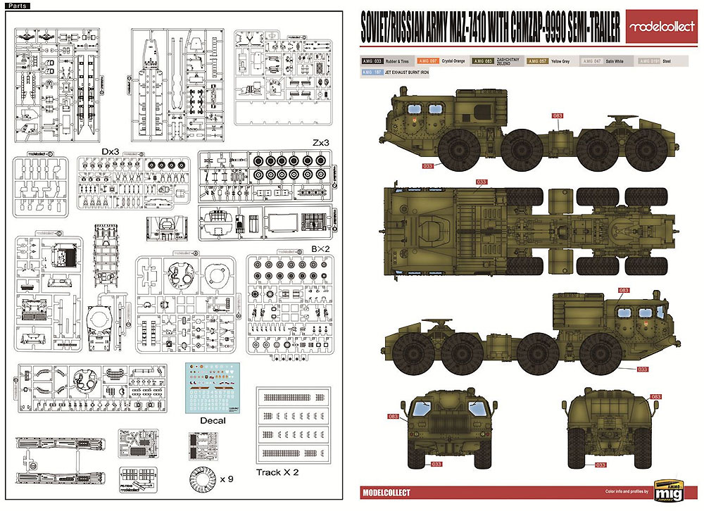 ソ連/ロシア陸軍 MAZ-7410 w/ChMZAP-9990 セミトレーラー & T-80BV MBT セット プラモデル (モデルコレクト 1/72 AFV キット No.UA72153) 商品画像_1