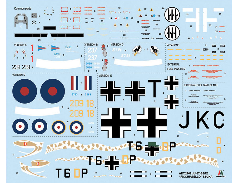 ユンカース Ju87B-2/R-2 ピッキアテッロ プラモデル (イタレリ 1/48 飛行機シリーズ No.2769) 商品画像_1