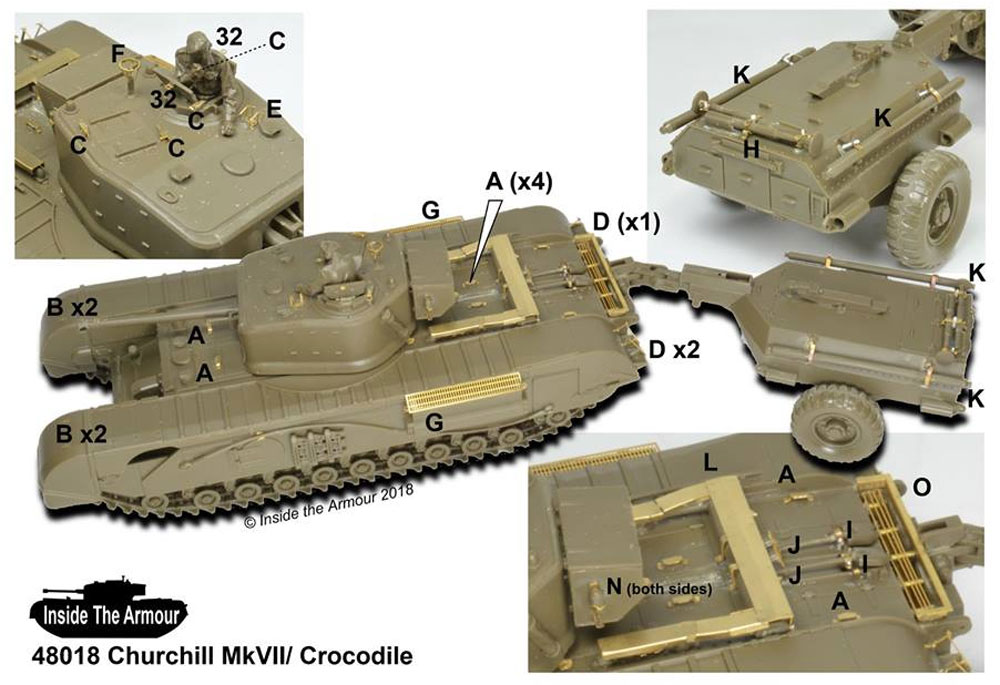 チャーチル Mk.7 クロコダイル エッチングセット (タミヤ用) エッチング (インサイド ジ アーマー AFV エッチング No.ISTA-48018) 商品画像_2