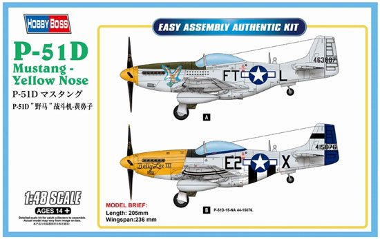 P-51D マスタング プラモデル (ホビーボス 1/48 エアクラフト プラモデル No.85808) 商品画像