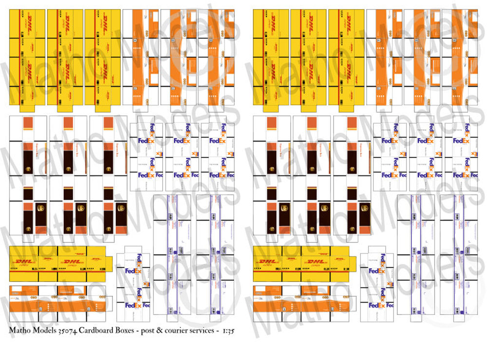 段ボール箱セット (郵便小包 & 宅配便) ペーパークラフト (マソモデルズ ペーパーアクセサリー No.35074) 商品画像_1