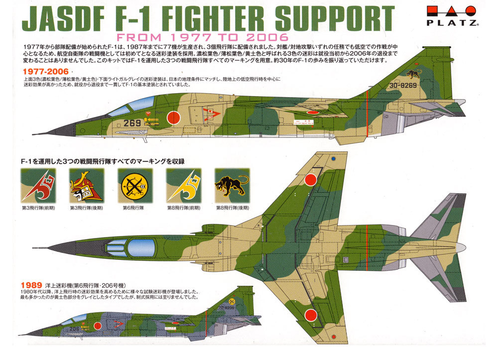 航空自衛隊 支援戦闘機 F-1 1977 - 2006 プラモデル (プラッツ 1/144 自衛隊機シリーズ No.PF-025) 商品画像_1