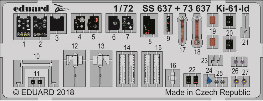 川崎 三式戦闘機 飛燕1型丁 ズーム エッチングパーツ (タミヤ用) エッチング (エデュアルド 1/72 エアクラフト用 カラーエッチング ズーム (SS-X) No.SS-637) 商品画像_1