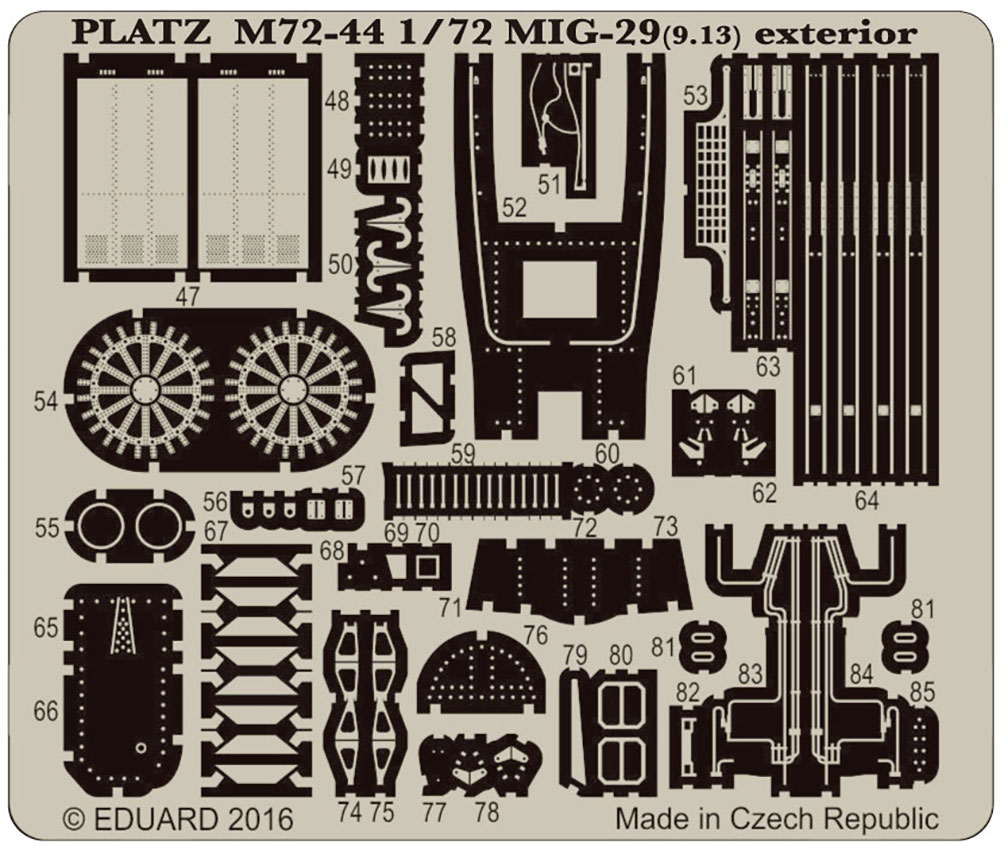 MiG-29 (9.13) フルクラムC用 エッチングパーツ (外装用) エッチング (プラッツ 1/72 アクセサリーパーツ No.M72-044) 商品画像_1