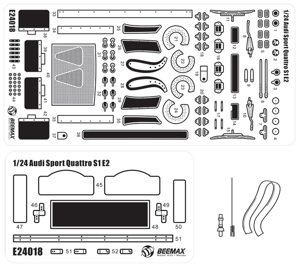 アウディ スポーツ クワトロ S1 E2 '86 モンテカルロラリー仕様用 ディテールアップパーツ エッチング (BEEMAX 1/24 カーモデル ディテールアップパーツ No.021) 商品画像_1