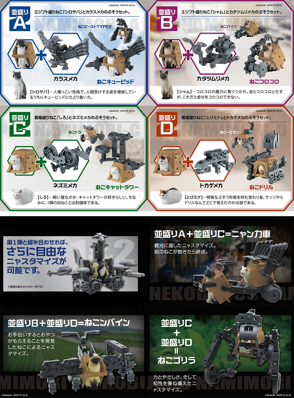 ねこぶそう 2 並盛り A・B・C・D 4種セット プラモデル (バンダイ ねこぶそう No.2443693) 商品画像_1