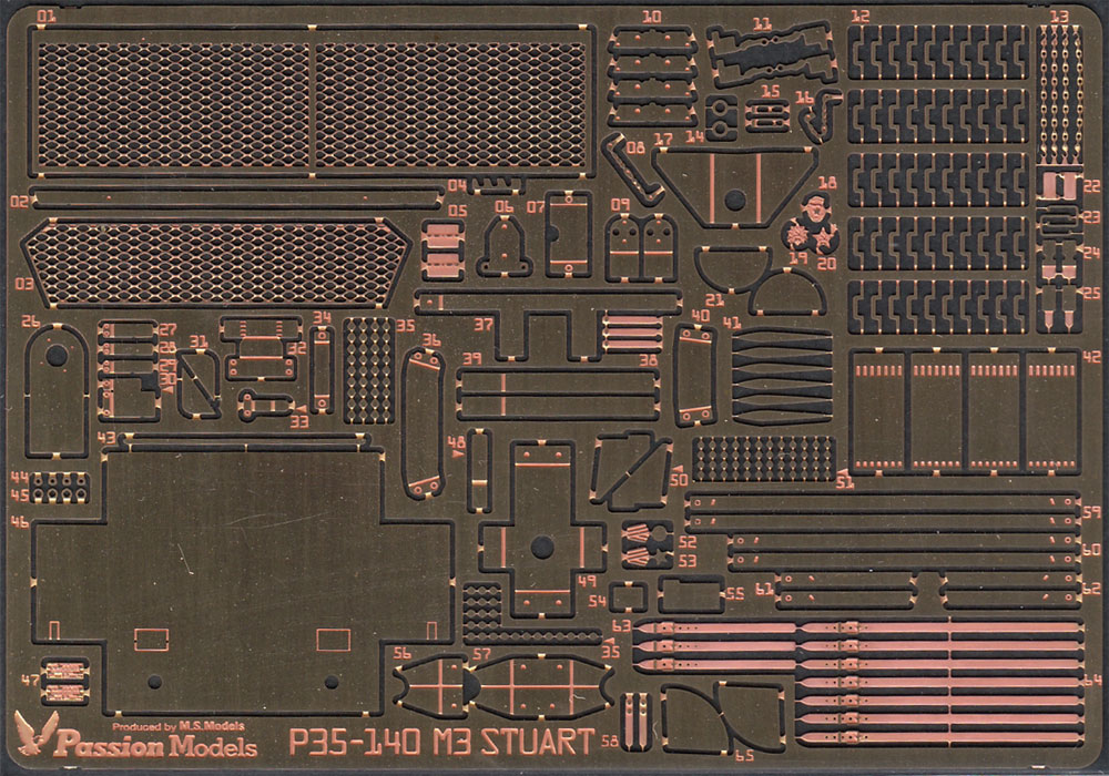 アメリカ軽戦車 M3 スチュアート エッチングパーツ エッチング (パッションモデルズ 1/35 シリーズ No.P35-140) 商品画像_1