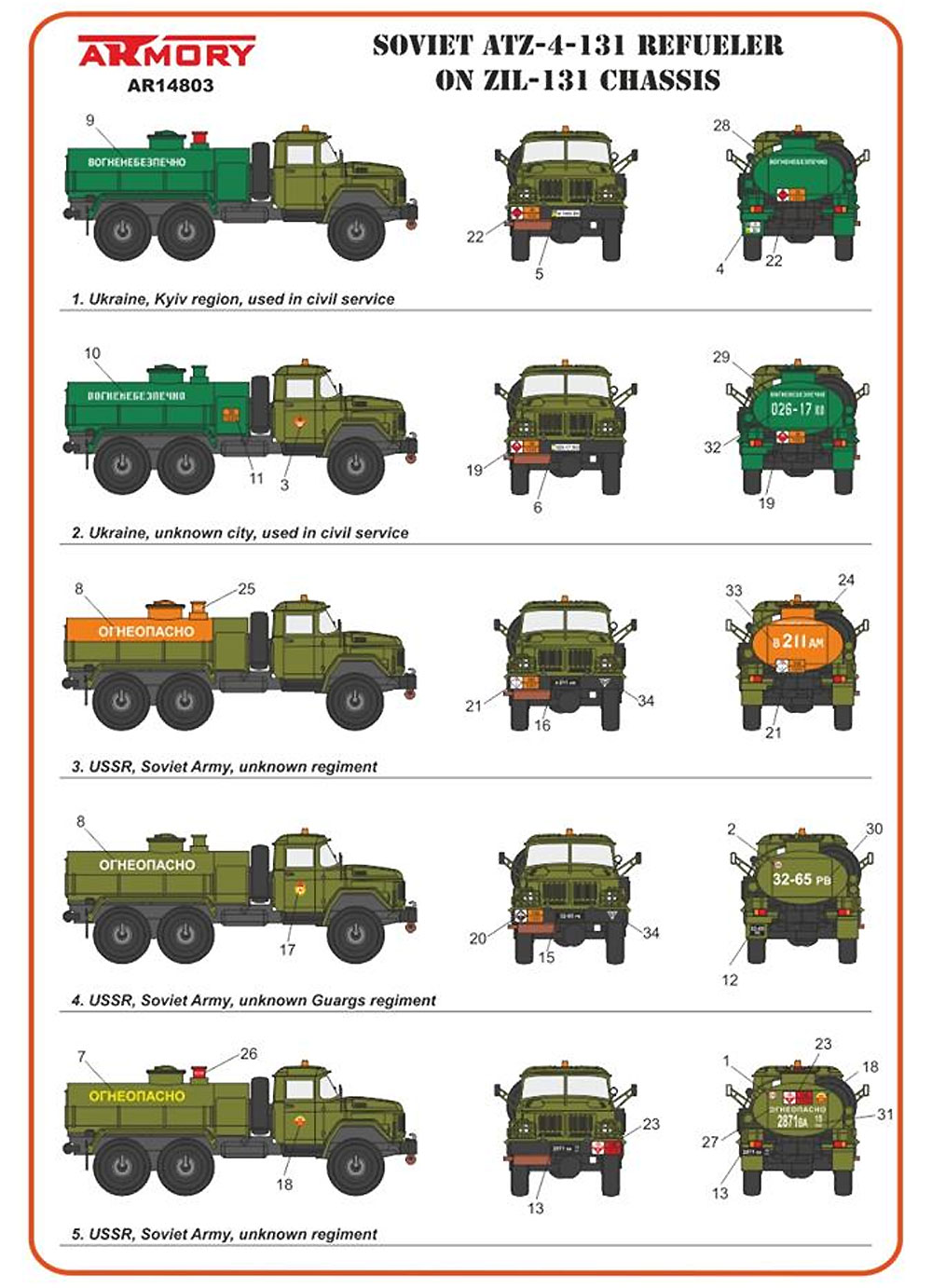 ATZ-4-131 3.5トン 6x6輪駆動 給油車 プラモデル (ARMORY 1/144 ミリタリー No.AR14803) 商品画像_2