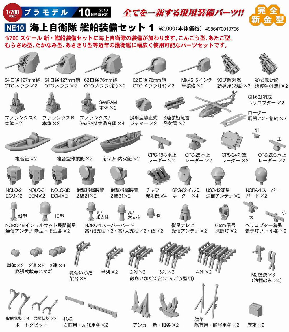 海上自衛隊 艦船装備セット 1 プラモデル (ピットロード スカイウェーブ NE シリーズ No.NE010) 商品画像_1