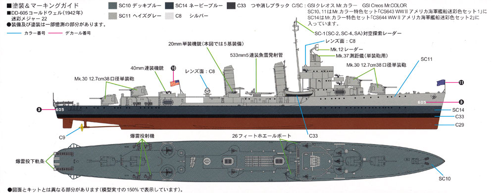 アメリカ海軍 ベンソン級駆逐艦 DD-605 コールドウェル プラモデル (ピットロード 1/700 スカイウェーブ W シリーズ No.W212) 商品画像_1