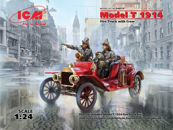 T型フォード 1914 消防車 w/クルー プラモデル (ICM 1/24 カーモデル No.24017) 商品画像