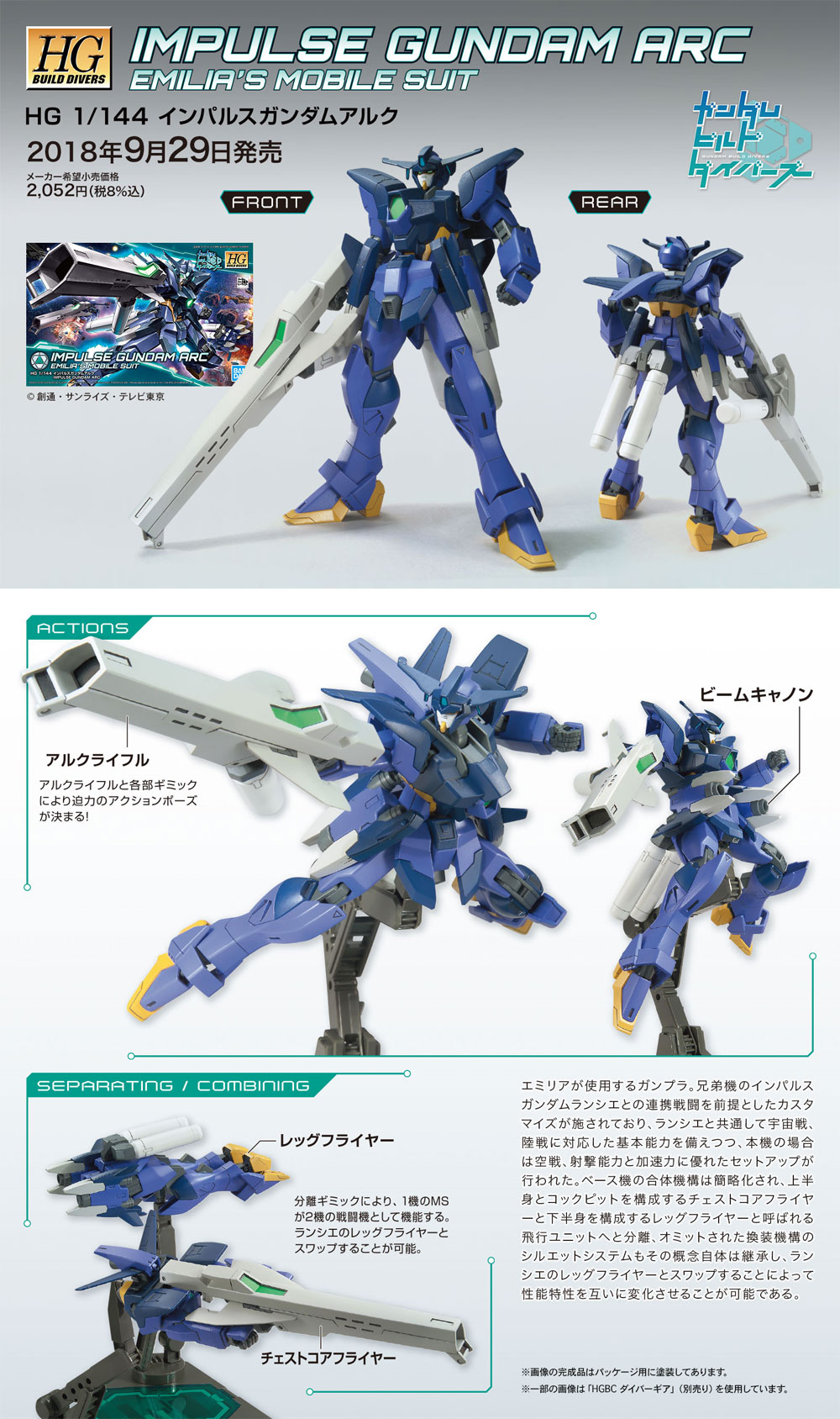 インパルスガンダムアルク プラモデル (バンダイ HGBD ガンダムビルドダイバーズ No.017) 商品画像_4