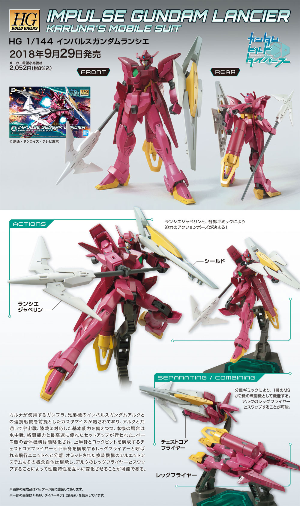 インパルスガンダムランシエ プラモデル (バンダイ HGBD ガンダムビルドダイバーズ No.018) 商品画像_4