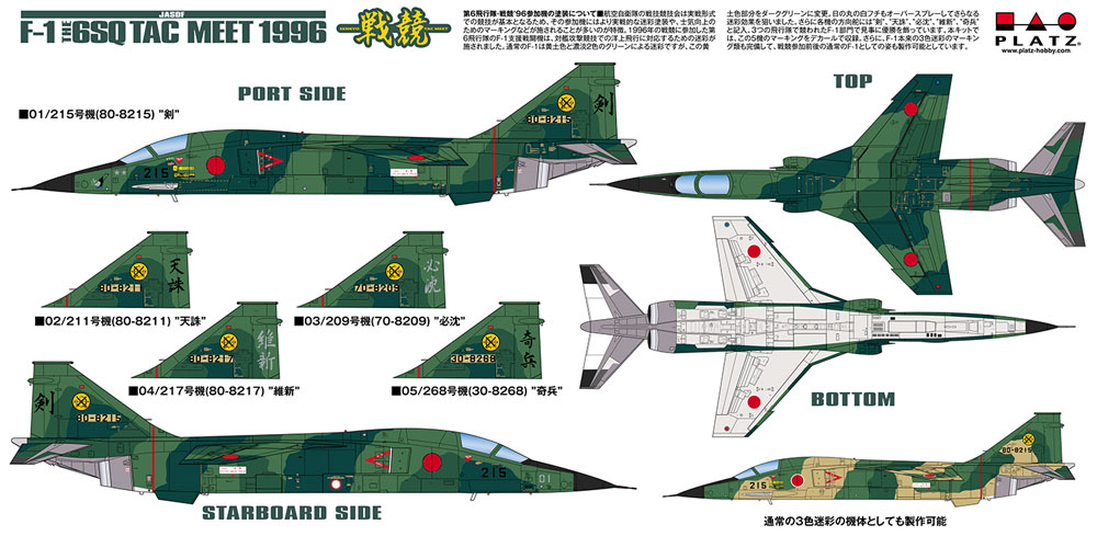 航空自衛隊 支援戦闘機 F-1 戦競 1996 第6飛行隊 プラモデル (プラッツ 航空自衛隊機シリーズ No.AC-027) 商品画像_1