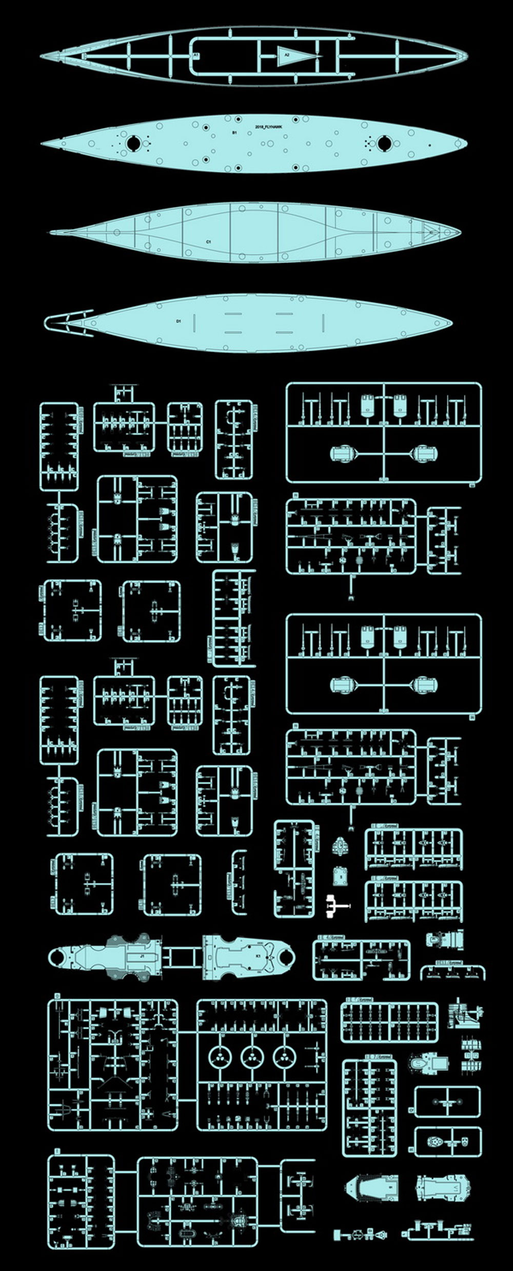 ドイツ戦艦 ビスマルク 1941年 プラモデル (フライホーク 1/700 艦船 No.FH1132) 商品画像_4