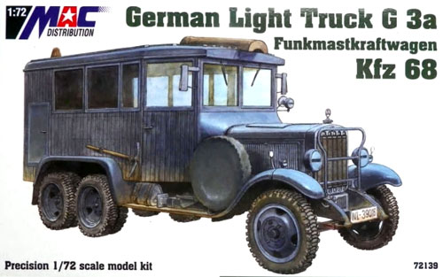 ドイツ 1.5tトラック G3a Kfz.68 無線通信用アンテナ搭載車 プラモデル (MAC DISTRIBUTION 1/72 AFVモデル No.72139) 商品画像