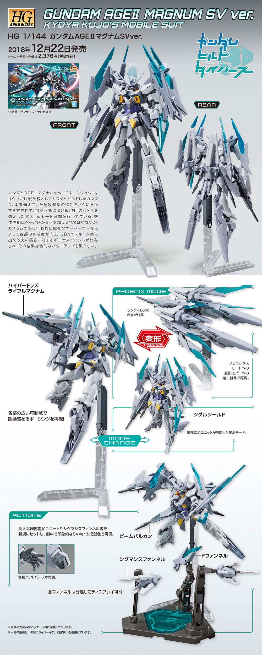 ガンダム AGE2 マグナム SV ver. プラモデル (バンダイ HGBD ガンダムビルドダイバーズ No.024) 商品画像_4