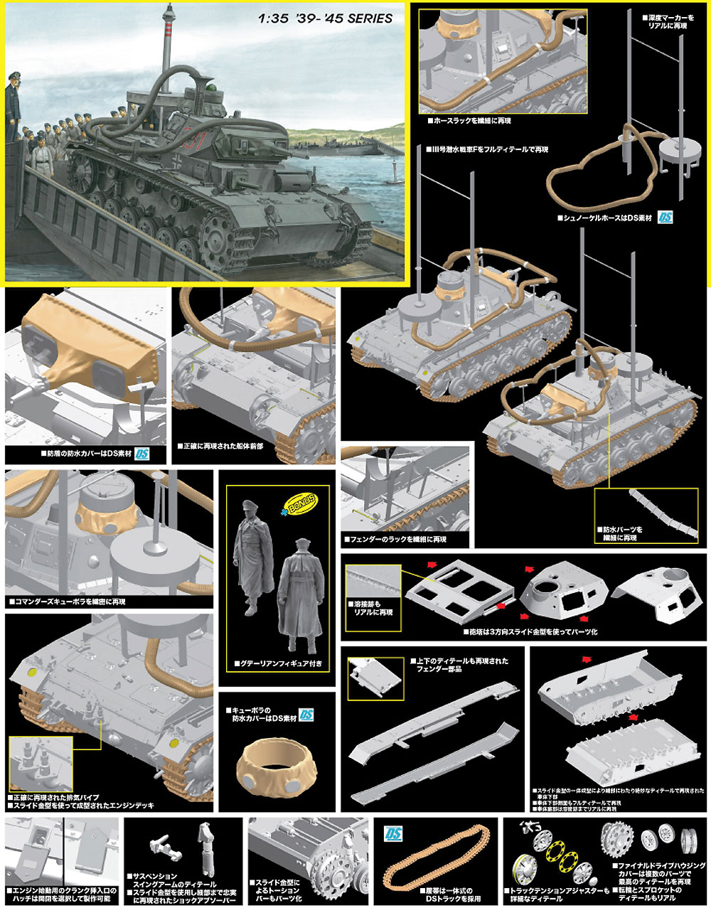 ドイツ 3号潜水戦車 F型 アシカ作戦 プラモデル (ドラゴン 1/35 '39-'45 Series No.6877) 商品画像_4